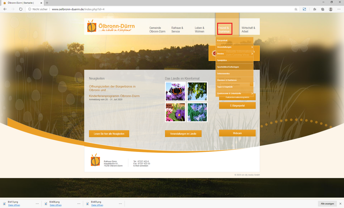 Ausklappmenü Tourismus