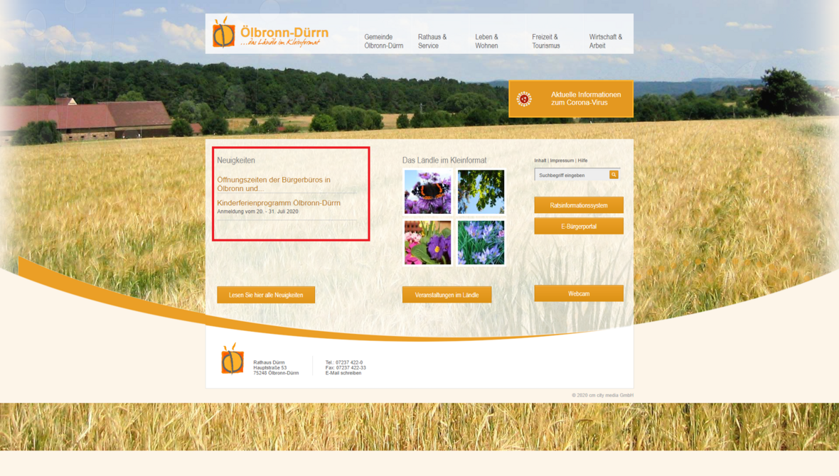 Aktuelles auf der Startseite